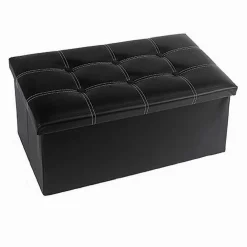 POUFF PUFF POUF CONTENITORE IMBOTTITO PORTAOGGETTI SEDUTA NERO 76X38X35 CM 79431