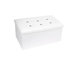 POUFF PUFF POUF CONTENITORE IMBOTTITO PORTAOGGETTI SEDUTA BIANCO 79438 76X38X35CM