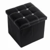 POUFF PUFF POUF CONTENITORE IMBOTTITO PORTAOGGETTI NERO STRASS 38X38X35 CM 79435