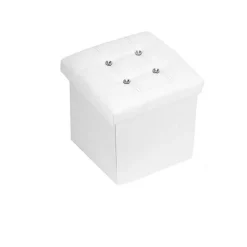 POUFF PUFF POUF CONTENITORE IMBOTTITO PORTAOGGETTI SEDUTA BIANCO 79434 30X30X30CM