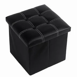 POUFF PUFF POUF CONTENITORE IMBOTTITO PORTAOGGETTI SEDUTA NERO 38X38X35 CM 79429