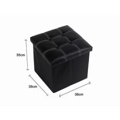 POUFF PUFF POUF CONTENITORE IMBOTTITO PORTAOGGETTI SEDUTA NERO 38X38X35 CM 79429
