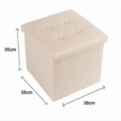 POUFF PUFF POUF CONTENITORE IMBOTTITO PORTAOGGETTI SEDUTA BEIGE 38X38X35CM 79430