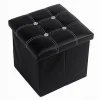 POUFF PUFF POUF CONTENITORE IMBOTTITO PORTAOGGETTI NERO STRASS 30X30X30 CM 79433