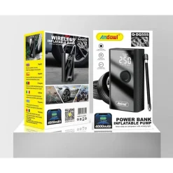 POWERBANK 4000MAH COMPRESSORE D'ARIA A BATTERIA DIGITALE POMPA 5V 2 IN 1 Q-DQ555