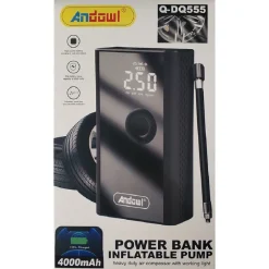 POWERBANK 4000MAH COMPRESSORE D'ARIA A BATTERIA DIGITALE POMPA 5V 2 IN 1 Q-DQ555