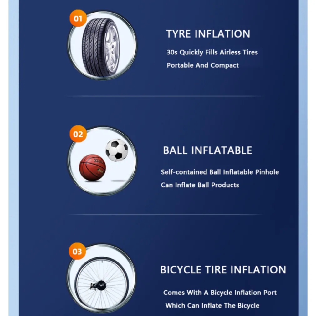 POWERBANK 4000MAH COMPRESSORE D'ARIA A BATTERIA DIGITALE POMPA 5V 2 IN 1 Q-DQ555