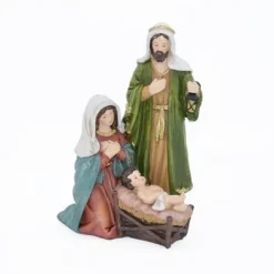 PRESEPE NATIVITà IN RESINA SCENARIO SACRA FAMIGLIA DECORAZIONI NATALIZIE H24CM