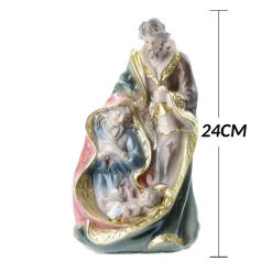 PRESEPE NATIVITà IN RESINA SCENARIO SACRA FAMIGLIA DECORAZIONI NATALIZIE 24CM