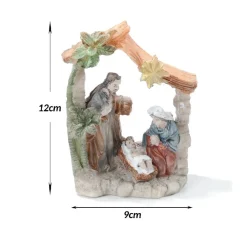 PRESEPE NATIVITà IN RESINA SCENARIO SACRA FAMIGLIA DECORAZIONI NATALIZIE 12X9CM