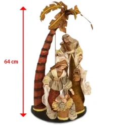 PRESEPE NATIVITA' CON PALMA IN RESINA SCENARIO ALTO 64 CM DECORAZIONI NATALIZIE