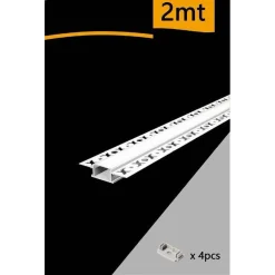PROFILO AD INCASSO A SCOMPARSA ALLUMINIO 2 MT COPERTURA OPACA STRIP LED AL-12