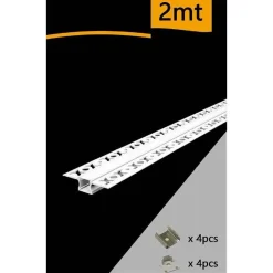 PROFILO AD INCASSO PER CARTONGESSO ALLUMINIO 2 MT CON COPERTURA OPACA AL-18