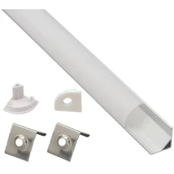 PROFILO ANGOLARE IN ALLUMINIO PER STRISCE LED A SUPERFICIE CON COPERTURA OPACA 2MT AL-04-S