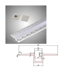 PROFILO DA INCASSO A SCOMPARSA ALLUMINIO 2 MT COPERTURA OPACA STRIP LED AL-11