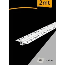 PROFILO DA INCASSO A SCOMPARSA ALLUMINIO 2 MT COPERTURA OPACA STRIP LED AL-11