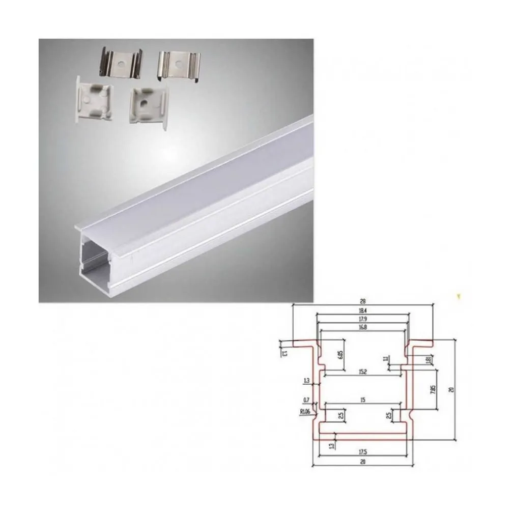 PROFILO IN ALLUMINIO DA 2 MT INCASSO CON COPERTURA OPACA PER STRIP LED AL-16