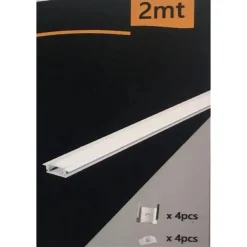PROFILO IN ALLUMINIO DA 2MT SLIM CON COPERTURA OPACA PER STRIP LED STRISCE AL-02