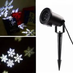 PROIETTORE FIOCCO DI NEVE BIANCO LED PAESAGGIO PICCHETTO ILLUMINAZIONE NATALE