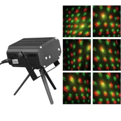 PROIETTORE LASER 6 PATTERN NATALE COLORI ROSSO E VERDE USO INTERNO DISTANZA 5 MT