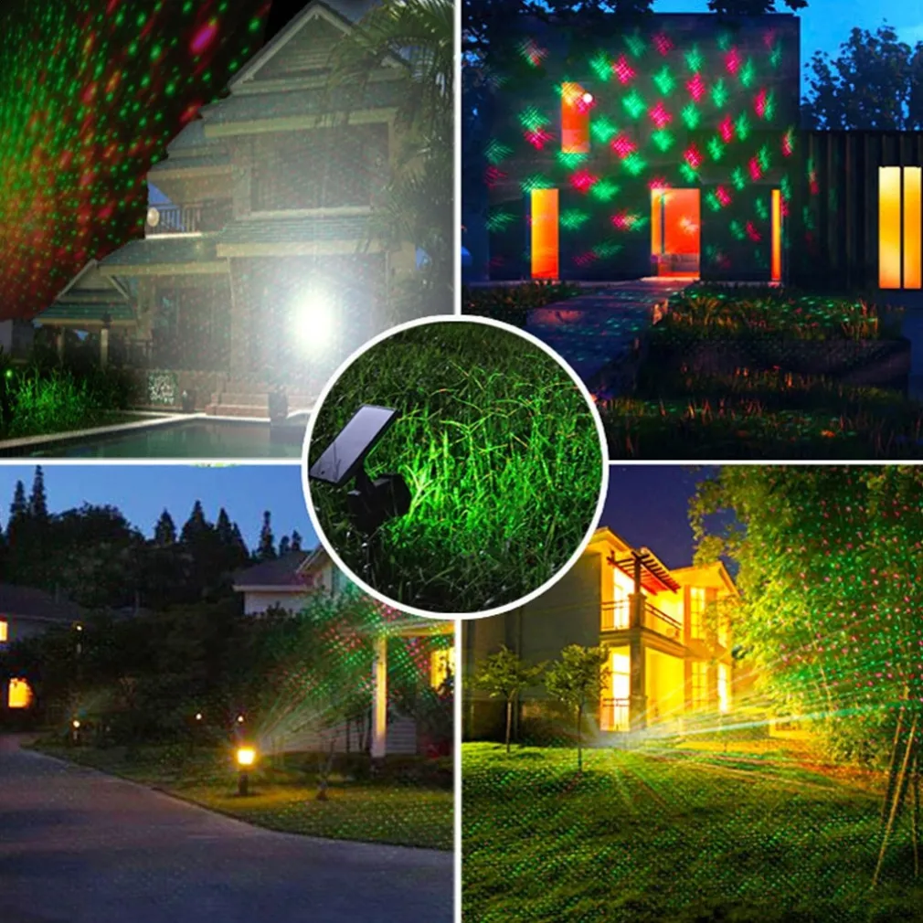 PROIETTORE LASER CON PANNELLO SOLARE PAESAGGIO ILLUMINAZIONE ESTERNA NATALE