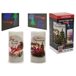 PROIETTORE LED A FORMA DI CANDELA NATALIZIA Φ7X15CM IN 2 DESIGN PER USO INTERNO A BATTERIA