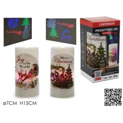 PROIETTORE LED A FORMA DI CANDELA NATALIZIA Φ7X15CM IN 2 DESIGN PER USO INTERNO A BATTERIA