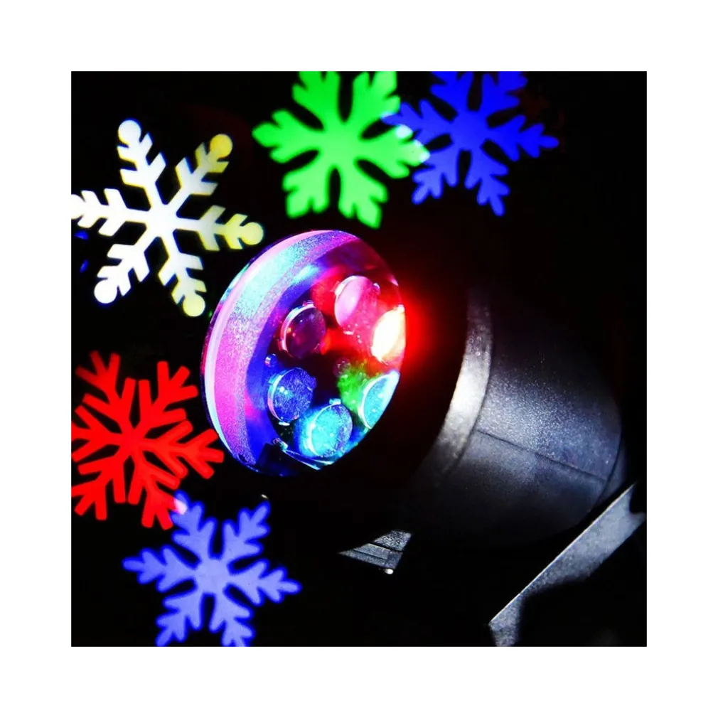 PROIETTORE LED EFFETTO FIOCCHI DI NEVE COLORATI RGB ADDOBBI NATALE PER INTERNO