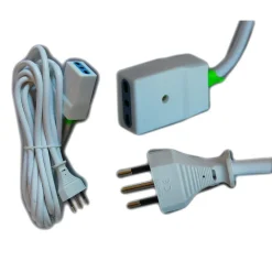 PROLUNGA CORRENTE ELETTRICA CAVO 3 5 10 METRI 220V BIPASSO SPINA ITALIANA PRESA