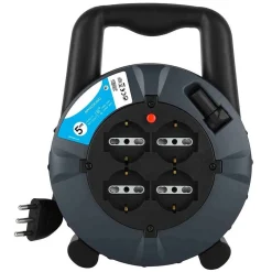 PROLUNGA ELETTRICA CAVO 5 MT AVVOLGICAVO ​4 PRESE SCHUKO POLIVALENTI SPINA 16A