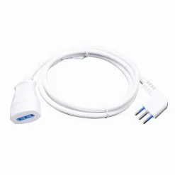 PROLUNGA LINEARE BIANCA 10 MT CON SPINA 10A 2P+T + PRESA 10A 2P+T CAVO 90° 83272