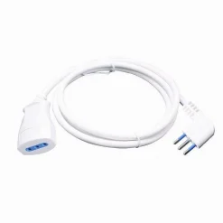 PROLUNGA LINEARE BIANCA DA 3 MT SPINA 10A 2P+T + PRESA 10A 2P+T CAVO 90° 83270
