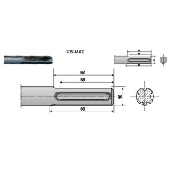 PUNTA GIGANTE A DOPPIA ELICA CON ATTACCO SDS MAX PER MARTELLO DEMOLITORE