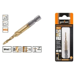 PUNTA PER TRAPANO M4X0.7 MM IN TITANIO HSS CON FILETTATURA METRICA METALLO 57210