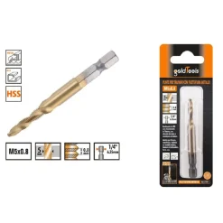 PUNTA PER TRAPANO M5X0.8MM IN TITANIO HSS CON FILETTATURA METRICA METALLO 57211