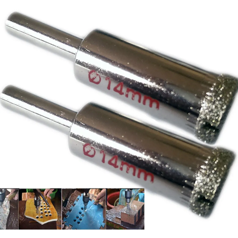 PUNTA TRAPANO DIAMANTATA PER PIASTRELLE PORCELLANA VETRO CERAMICA MARMO ø 14mm