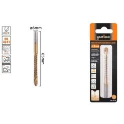 PUNTA TRAPANO ELICOIDALE Ø6MM X 85MM IN TITANIO HSS 4241 PER METALLO LEGNO 57150