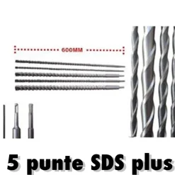 Punte giganti 600mm SDS Plus set 5 pezzi per muro cemento calcestruzzo
