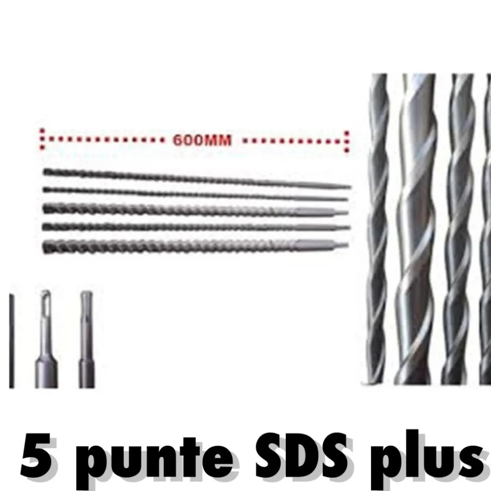 Punte giganti 600mm SDS Plus set 5 pezzi per muro cemento calcestruzzo