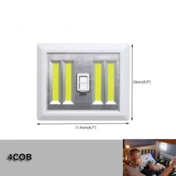 PUNTO LUCE LED CON INTERRUTTORE COB 3W FARETTO LAMPADA DA MURO PER ARMADIO