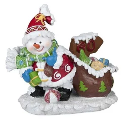 PUPAZZO DI NEVE CON SACCO SCENA NATALIZIA 12CM IN POLIRESINA MODELLO CASUALE