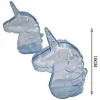 12PZ BOMBONIERA BOMBONIERE SCATOLINA UNICORNO AZZURRO TRASPARENTE PLASTICA PORTACONFETTI
