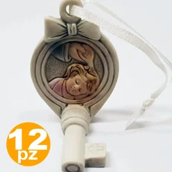 12PZ BOMBONIERA CHIAVE FIOCCO GANCIO BATTESIMO BAMBINA SACRA SIMBOLO APPENDINO