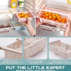 4PZ CASSETTO A MORSETTI PER FRIGORIFERO FACILE DA APPENDERE CESTINO CONTENITORE