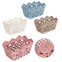 3PZ CESTINO PORTATUTTO OGGETTI CESTO PLASTICA RETTANGOLARE 15.4X10.4X8.7CM 79470