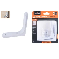 2PZ LASTRINA AD ANGOLO 75X75MM BIANCA SOSTEGNO STAFFA ANGOLARE VITI MOBILE 94781