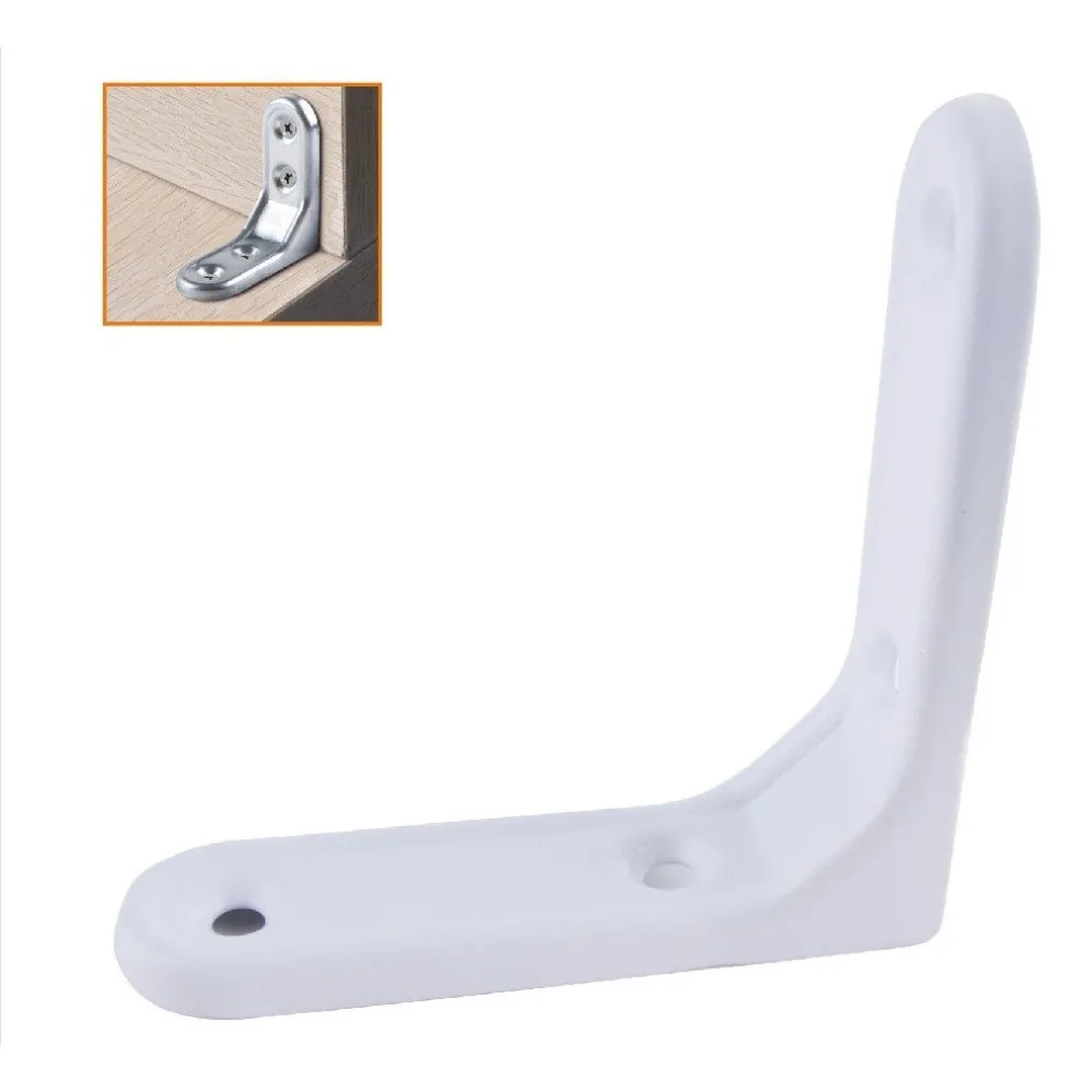 2PZ LASTRINA AD ANGOLO 75X75MM BIANCA SOSTEGNO STAFFA ANGOLARE VITI MOBILE 94781