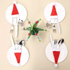 10PZ PORTAPOSATE FORMA CAPPELLO NATALE PER DECORAZIONE CUCINA TAVOLO BOTTIGLIA VINO ROSSO