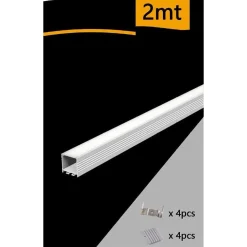 5PZ PROFILO IN ALLUMINIO 2 MT LINEARE SOSPESO SEZIONABILE PER STRISCIA LED AL-28