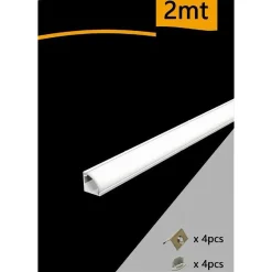 10PZ PROFILO IN ALLUMINIO 2MT ANGOLARE A PLAFONE SEZIONABILE PER STRIP LED AL-27
